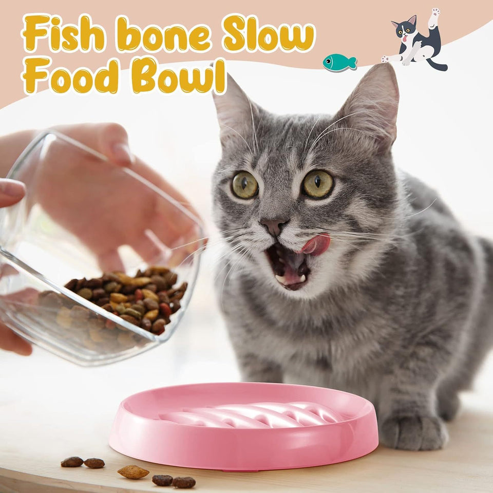 Anti-Gulping Cat & Dog Bowl – Slow Eating Made Fun