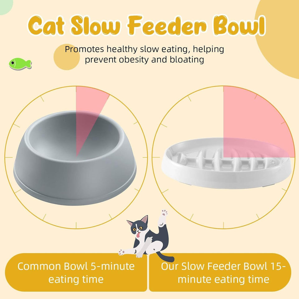 Anti-Gulping Cat & Dog Bowl – Slow Eating Made Fun