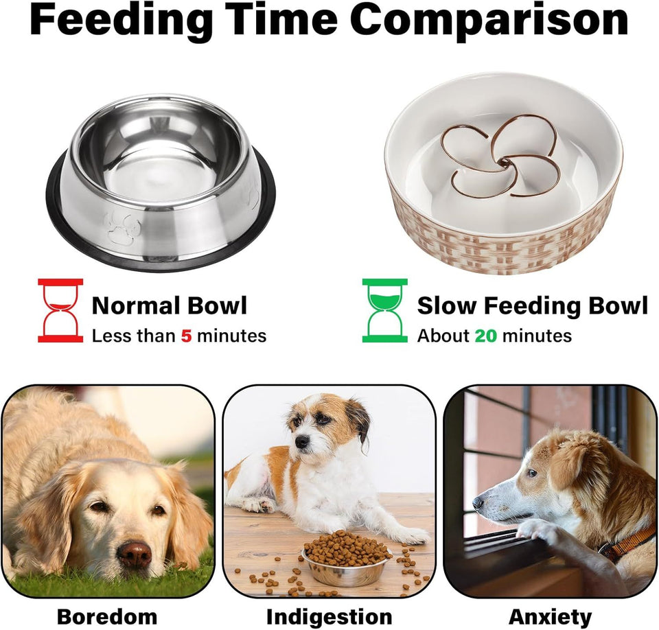 Durable Ceramic Dog Bowl – Prevents Gulping, Promotes Health