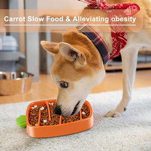 Carrot Slow Feeder Bowl for Small & Medium Dogs