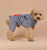 Cute Bear Four-Leg Dog Pajamas – Soft Coral Fleece Outfit