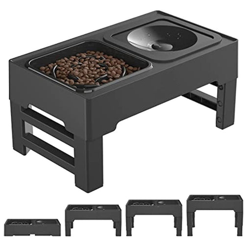 Raised Dog Feeder with Slow Bowl & Water Dish