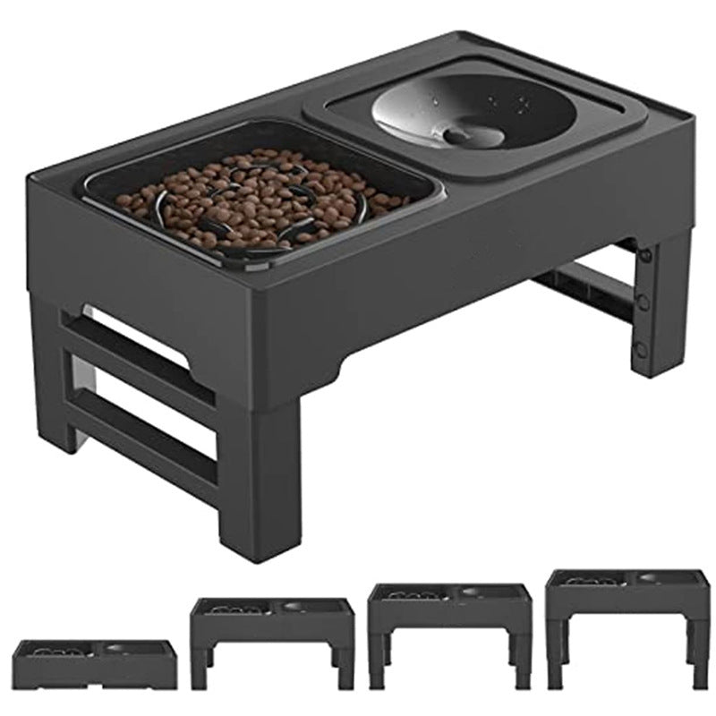 Raised Dog Feeder with Slow Bowl & Water Dish