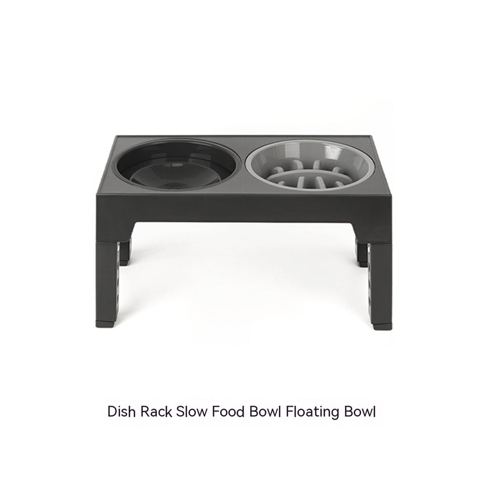 Adjustable Dog Bowl Stand with Neck Protection & Slow Feeder