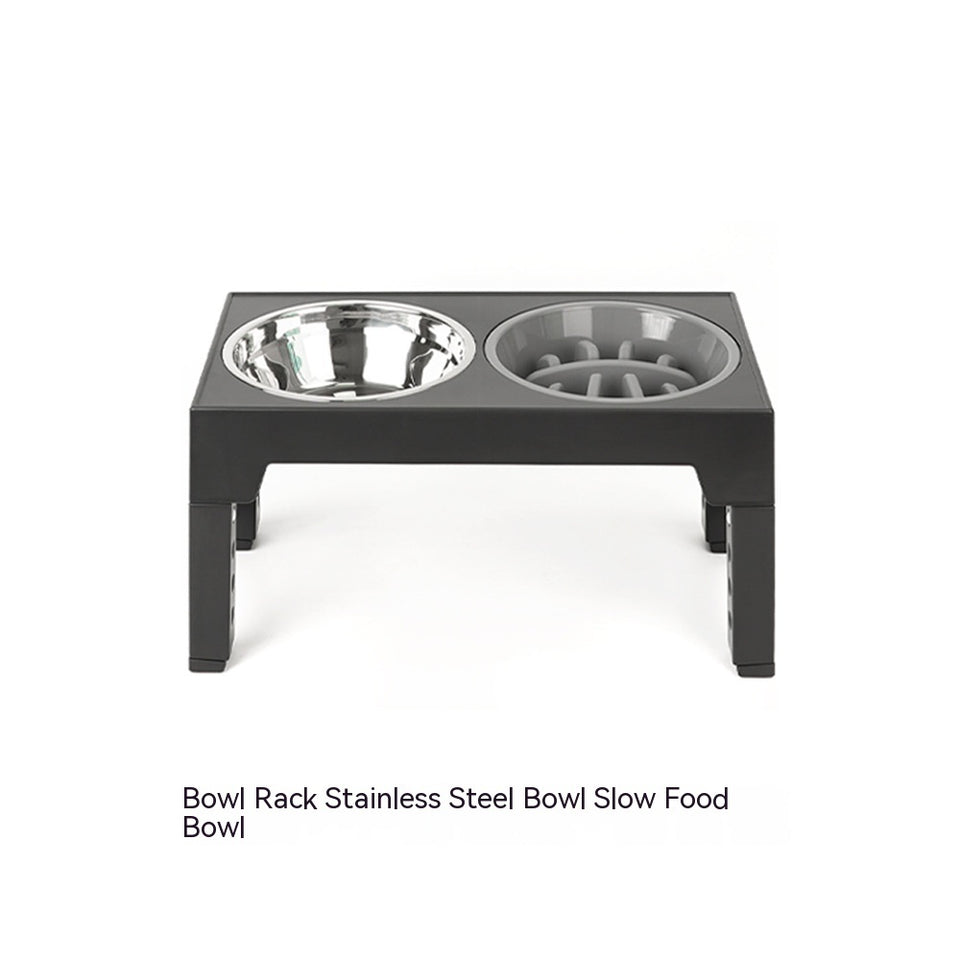 Adjustable Dog Bowl Stand with Neck Protection & Slow Feeder
