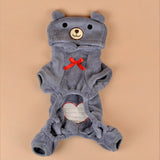 Cute Bear Four-Leg Dog Pajamas – Soft Coral Fleece Outfit