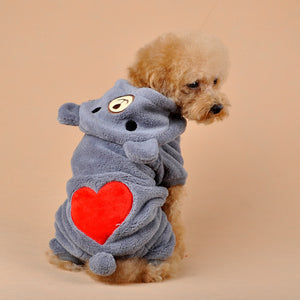 Cute Bear Four-Leg Dog Pajamas – Soft Coral Fleece Outfit
