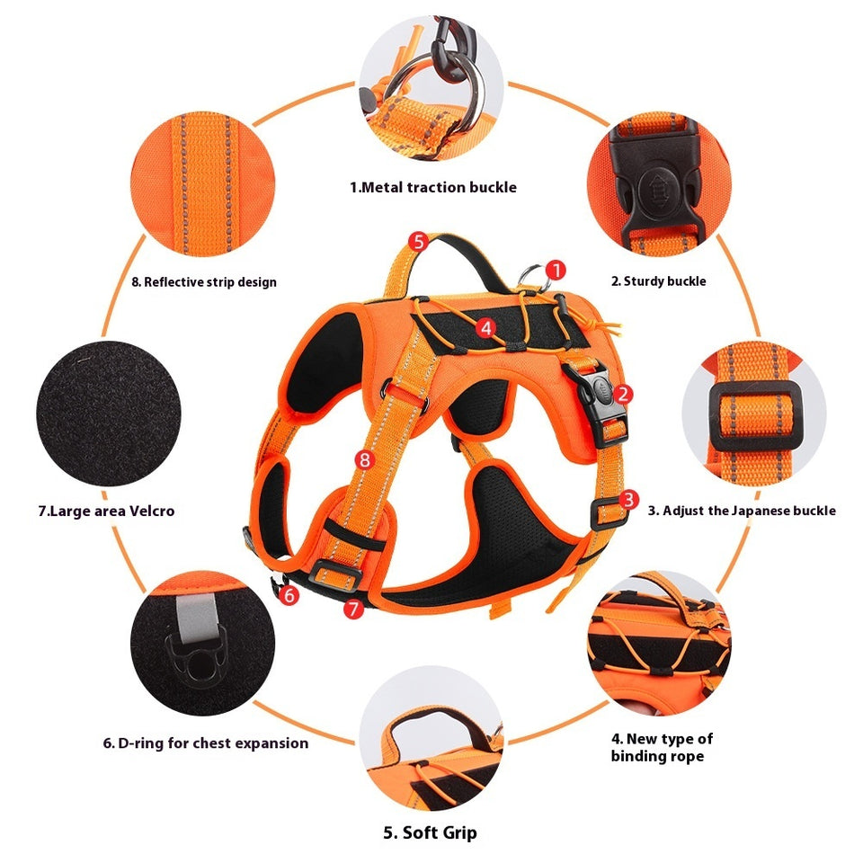 Reflective Dog Harness with Strong Leash for Safe Walks