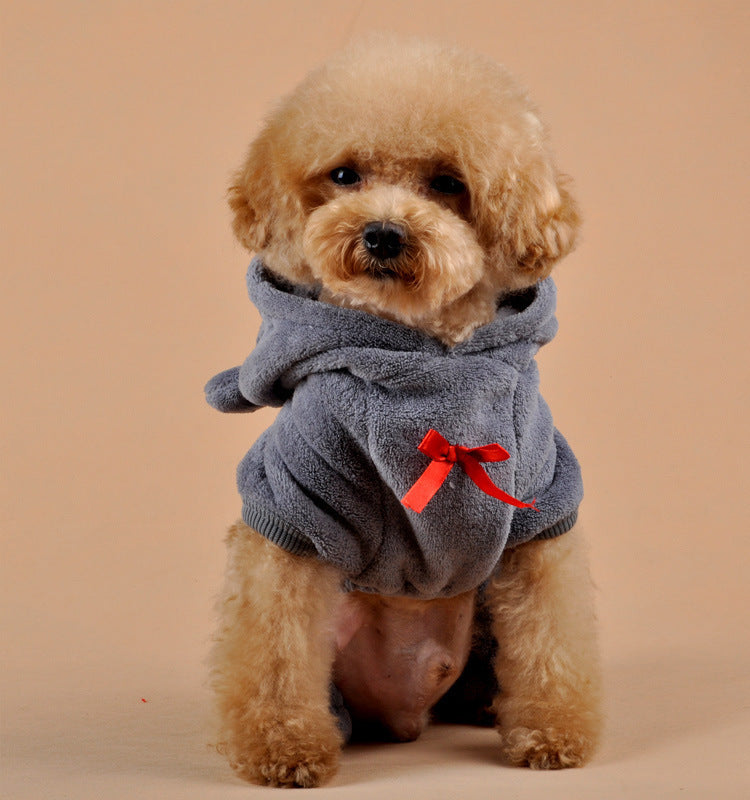 Cute Bear Four-Leg Dog Pajamas – Soft Coral Fleece Outfit