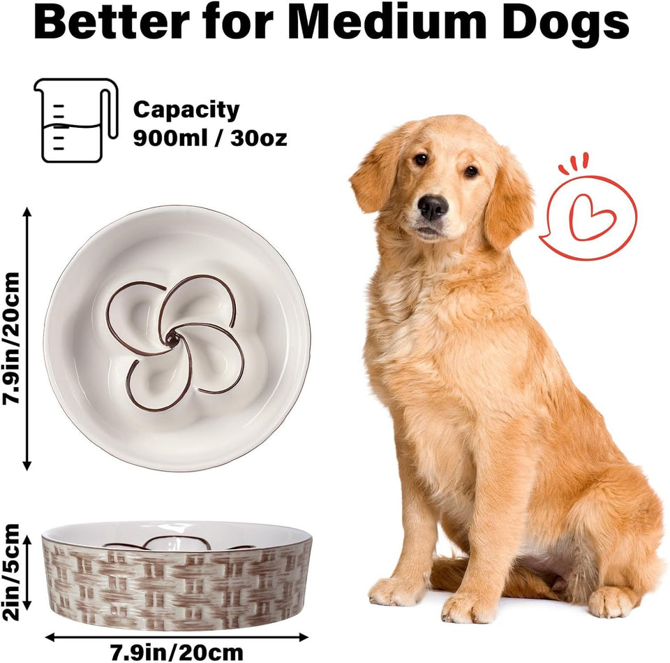 Durable Ceramic Dog Bowl – Prevents Gulping, Promotes Health