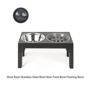 Adjustable Dog Bowl Stand with Neck Protection & Slow Feeder