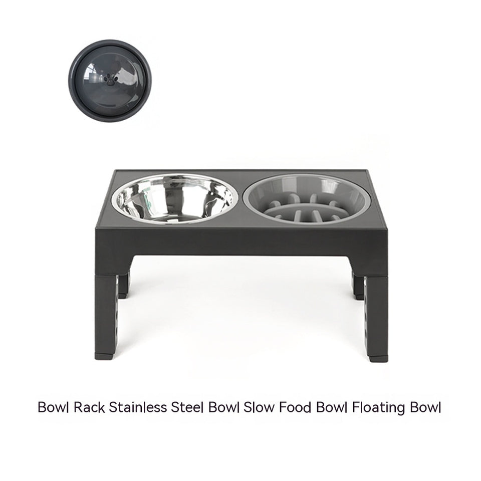 Adjustable Dog Bowl Stand with Neck Protection & Slow Feeder