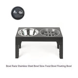 Adjustable Dog Bowl Stand with Neck Protection & Slow Feeder