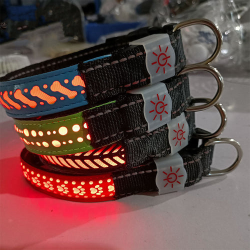 Luminous Embossed LED Dog Collar for Small & Large Dogs