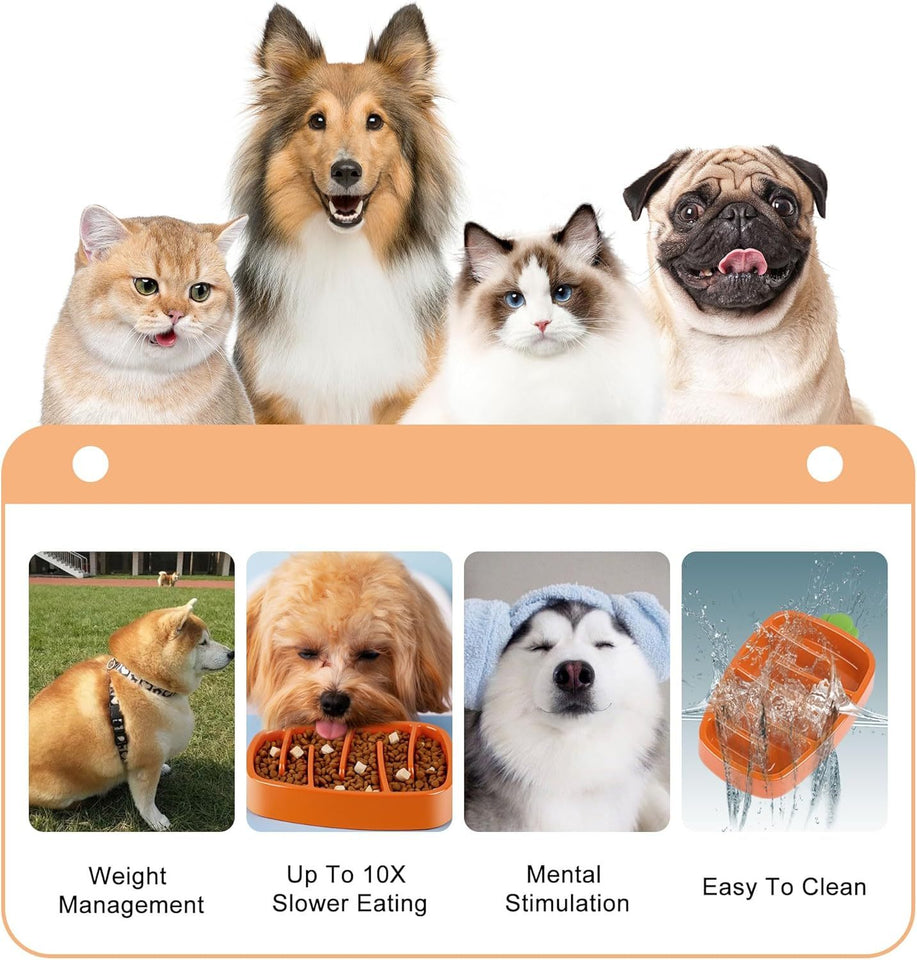 Carrot Slow Feeder Bowl for Small & Medium Dogs