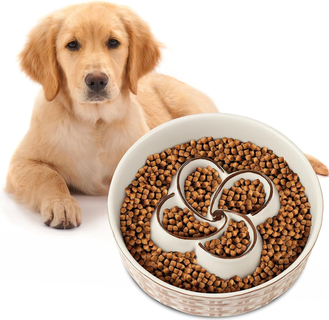 Durable Ceramic Dog Bowl – Prevents Gulping, Promotes Health