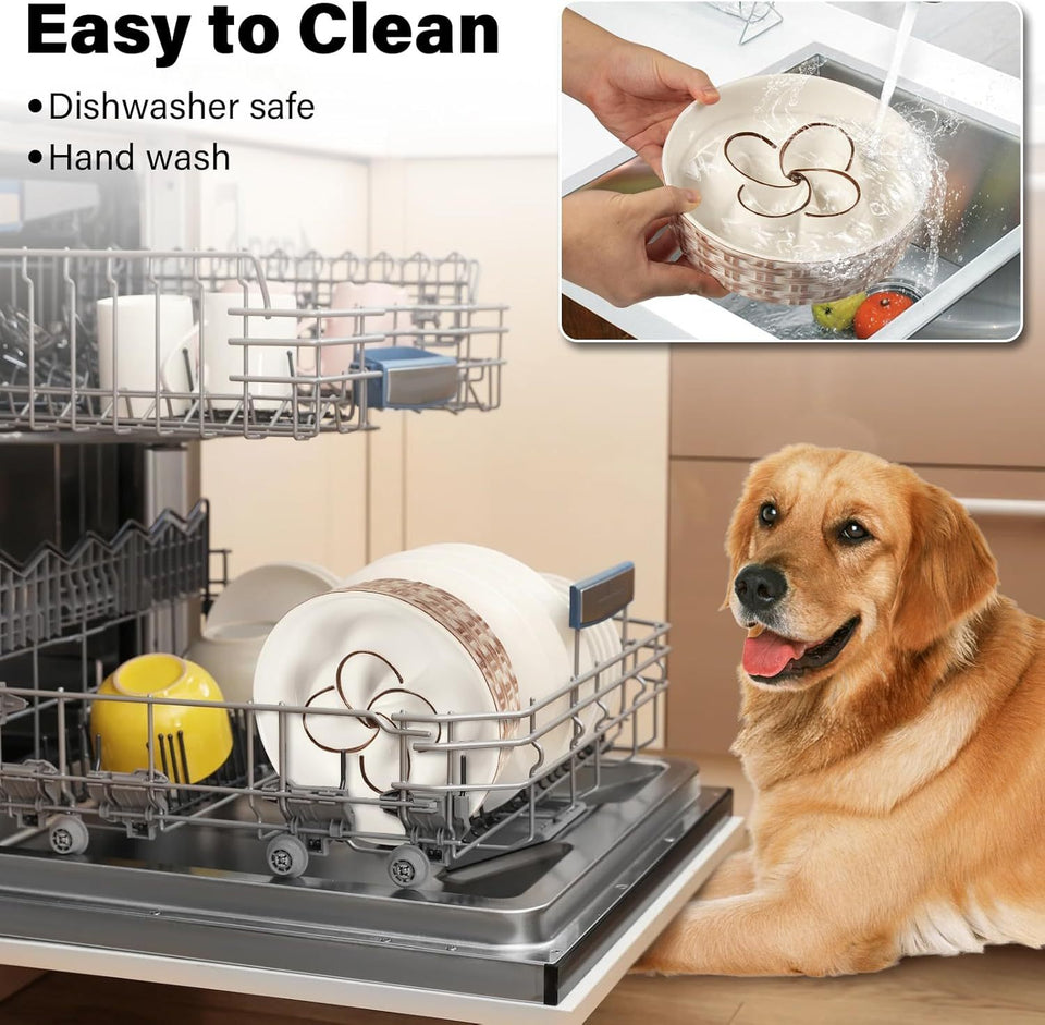 Durable Ceramic Dog Bowl – Prevents Gulping, Promotes Health