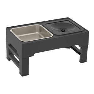 Raised Dog Feeder with Slow Bowl & Water Dish