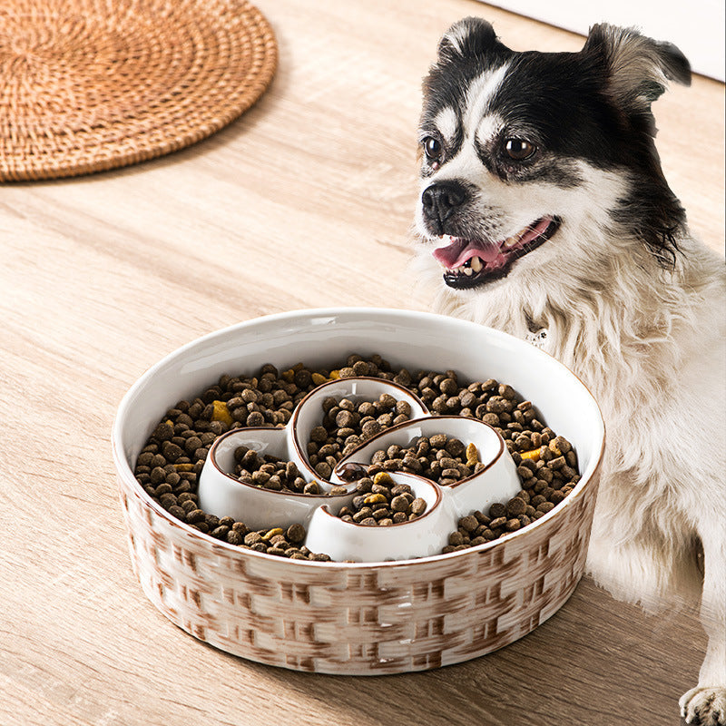 Durable Ceramic Dog Bowl – Prevents Gulping, Promotes Health