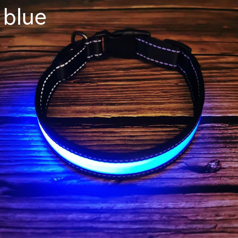USB Rechargeable LED Dog Collar – Reflective Stripe Design